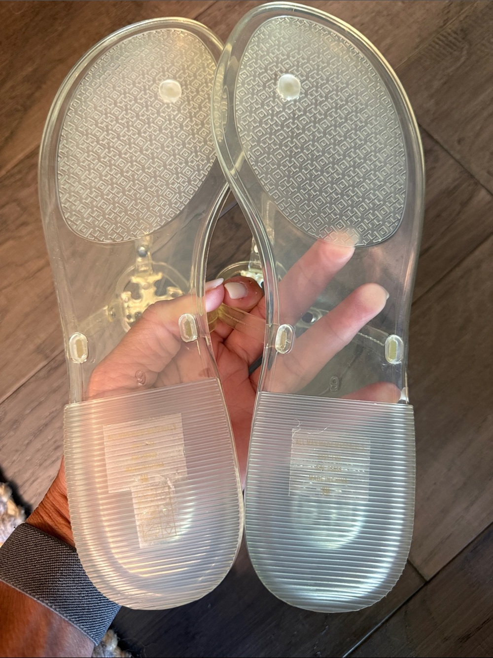 Tory Burch Clear Jelly Sandals with Silver Logo - Picture 3 of 3